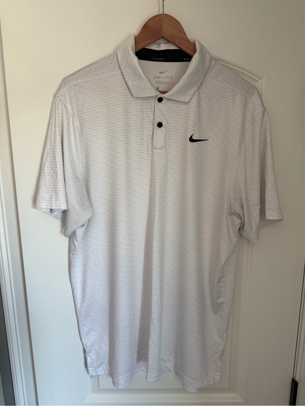 Nike White Dri-FIT Polo with Black Swoosh
